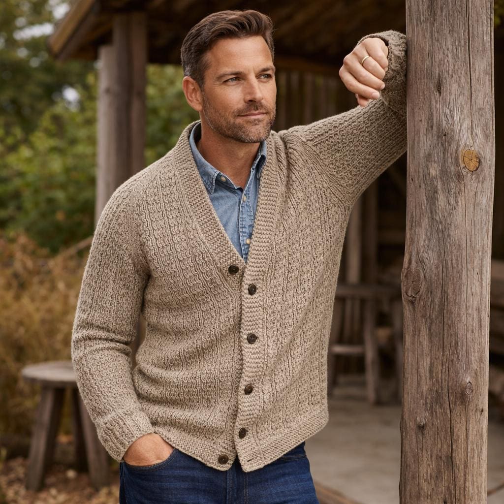 Men’s Raglan Cardigan Knitting Pattern