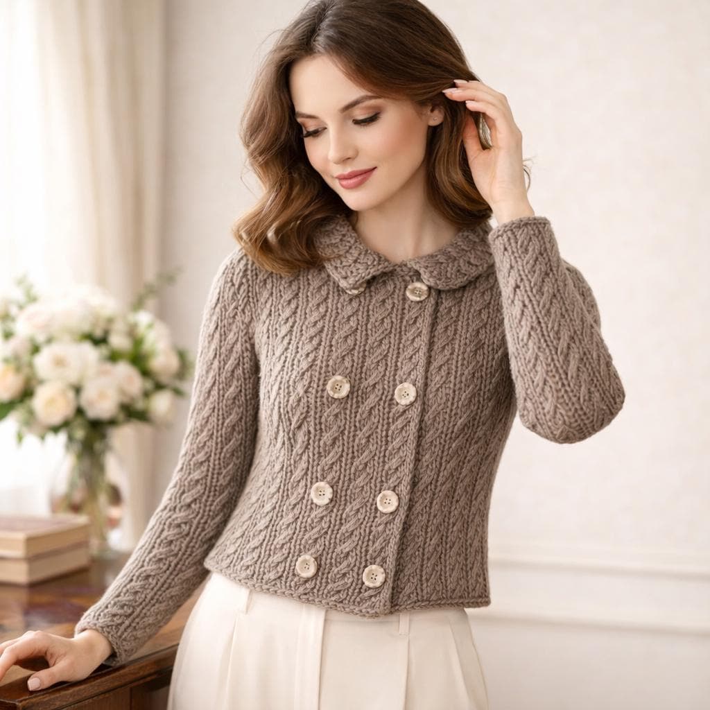 Double Breasted Cable Knit Cardigan