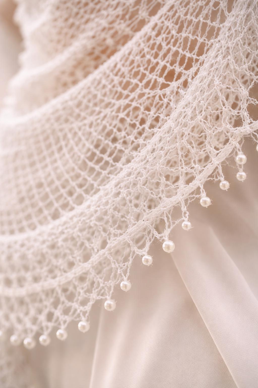 Pearl Mesh Bridal Shawl Crochet Pattern