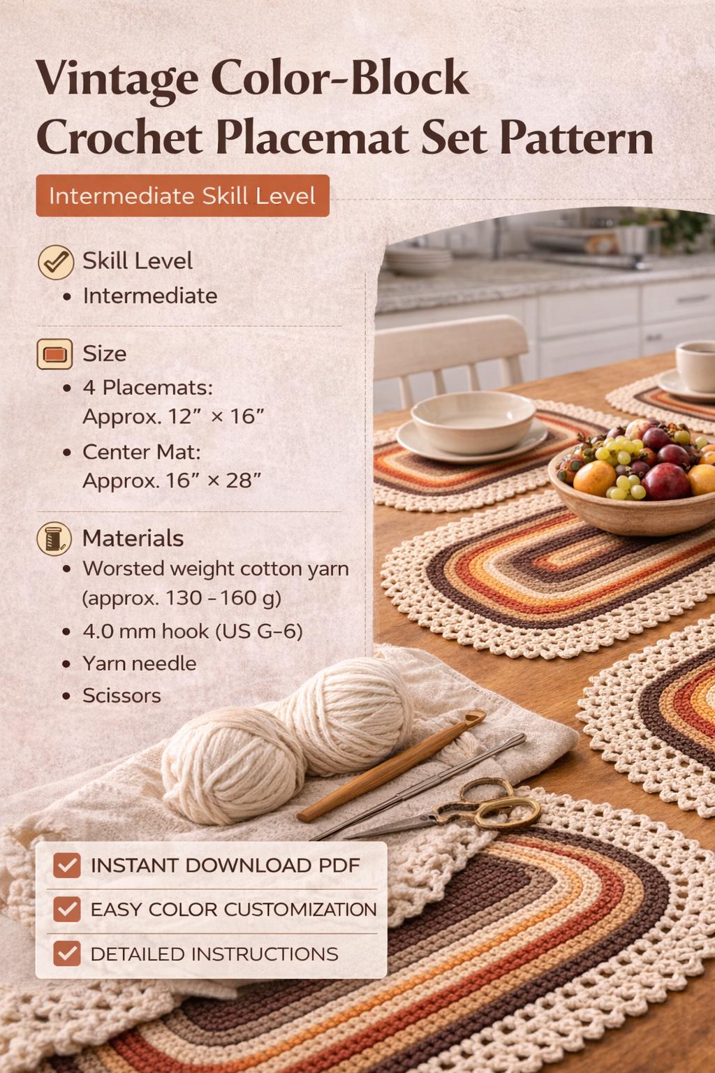Crochet Placemat Pattern Set