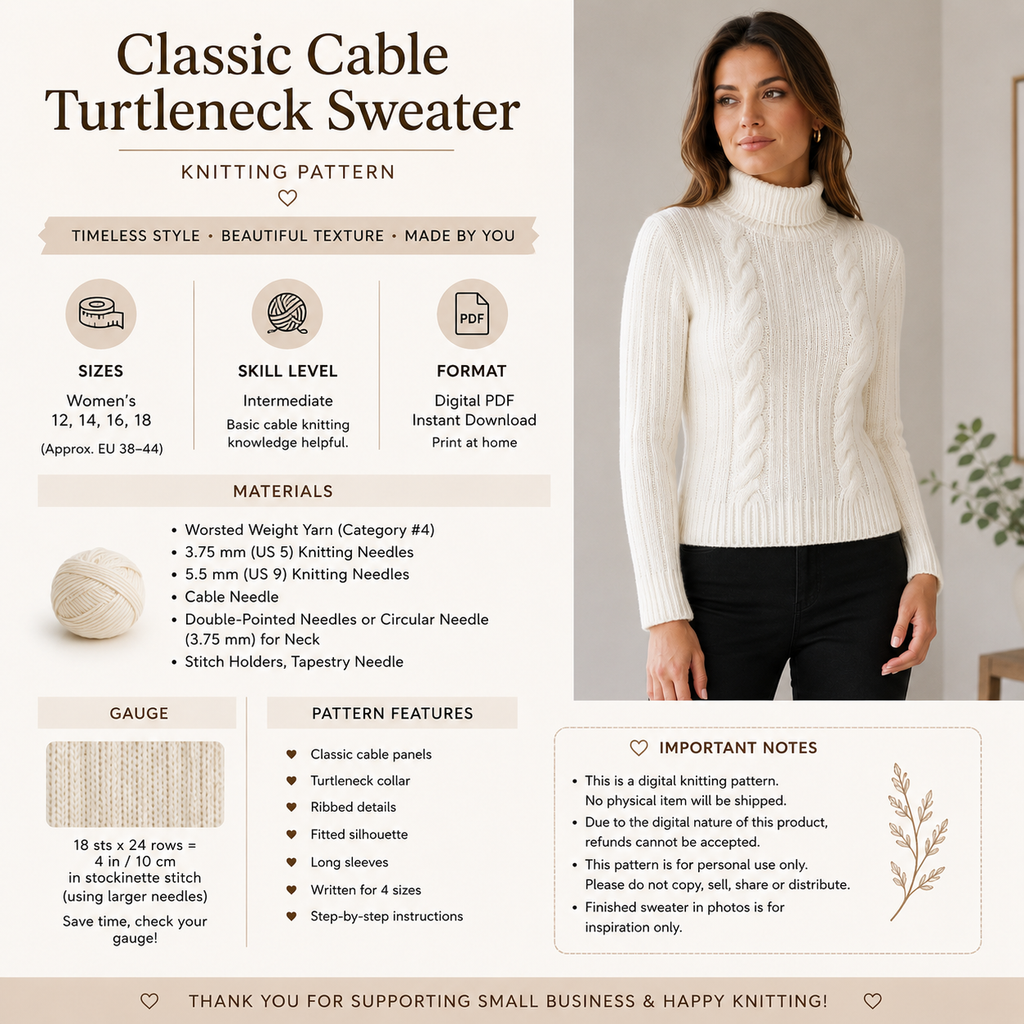 Classic Cable Knit Sweater Pattern