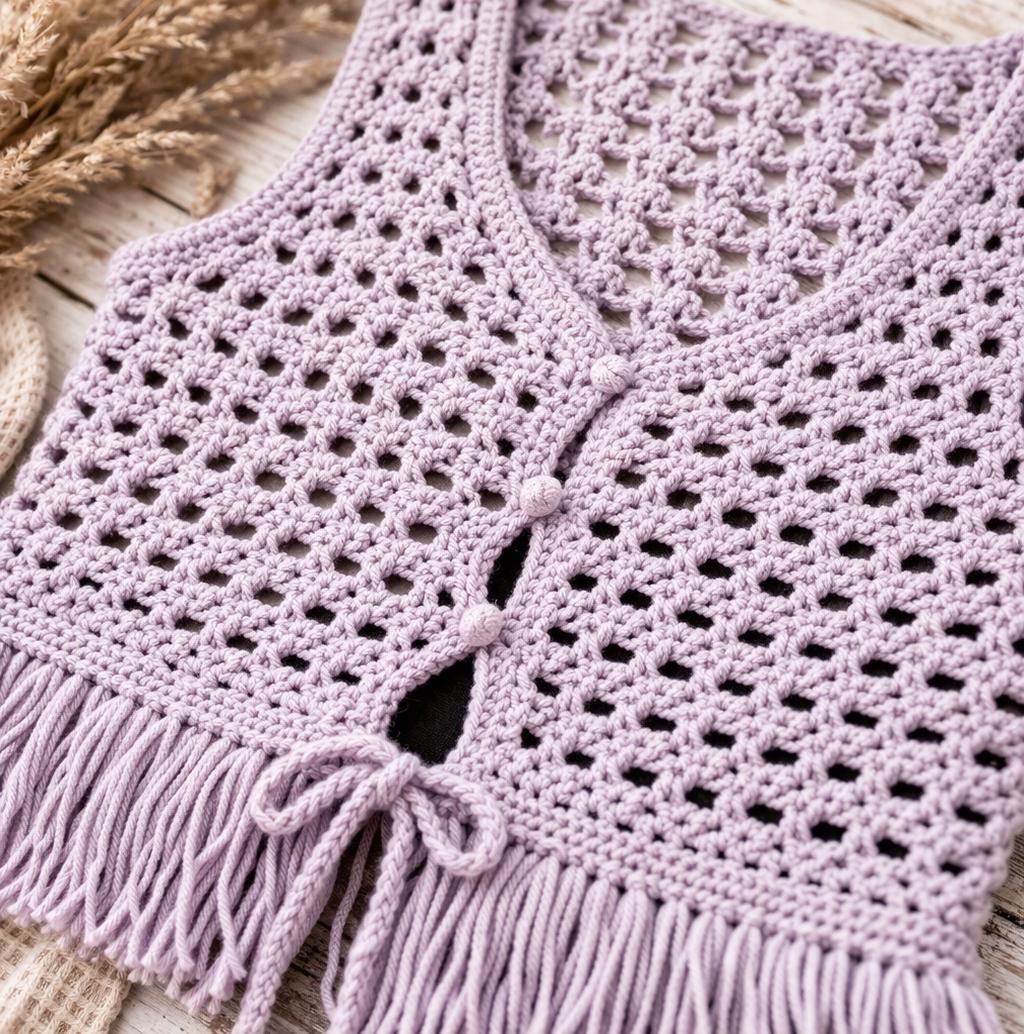 Crochet Short Vest Pattern with Fringe