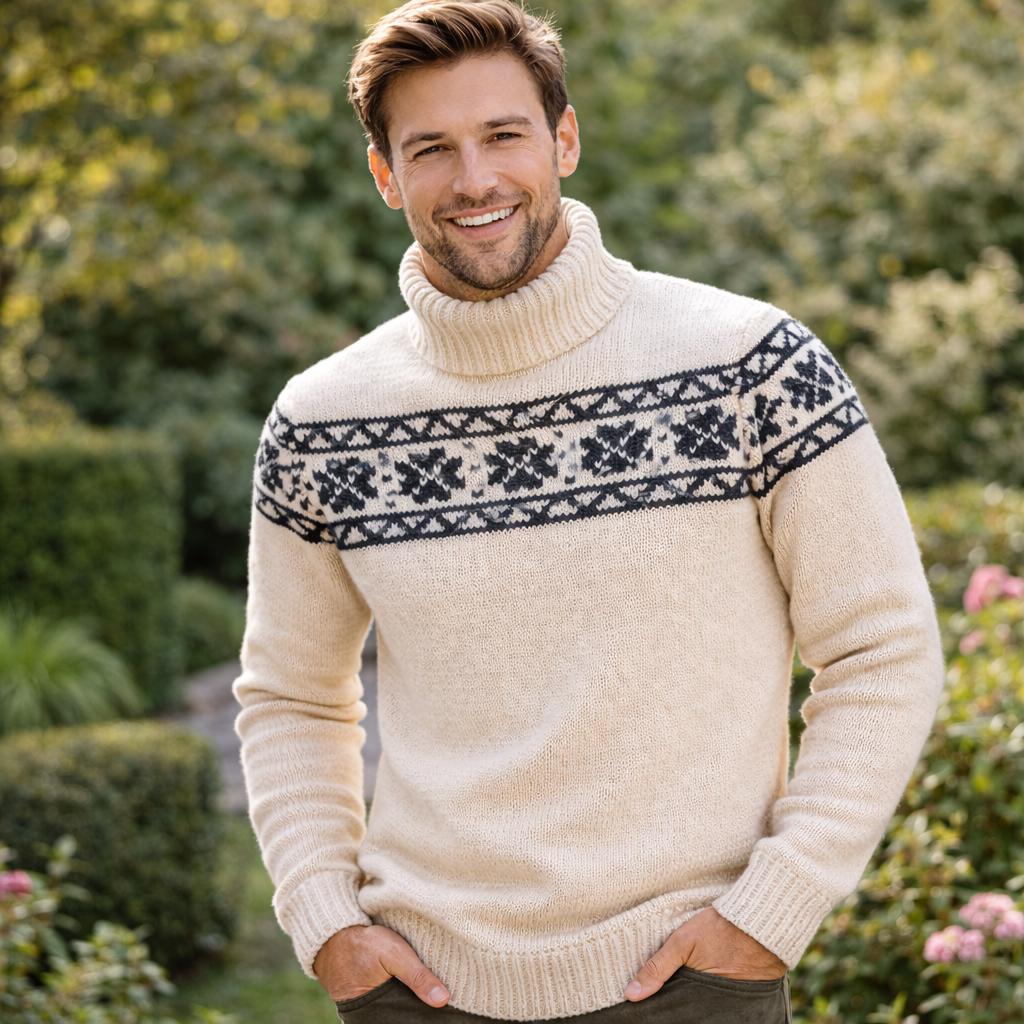 Men Fair Isle Sweater Knitting Nordic Colorwork Pullover Pattern