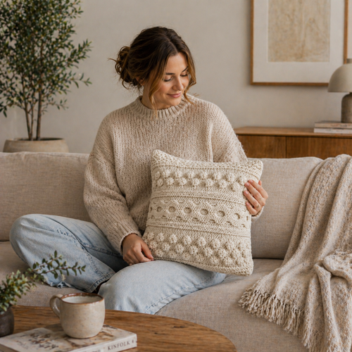 Aran Cable Pillow Knitting Cover Pattern