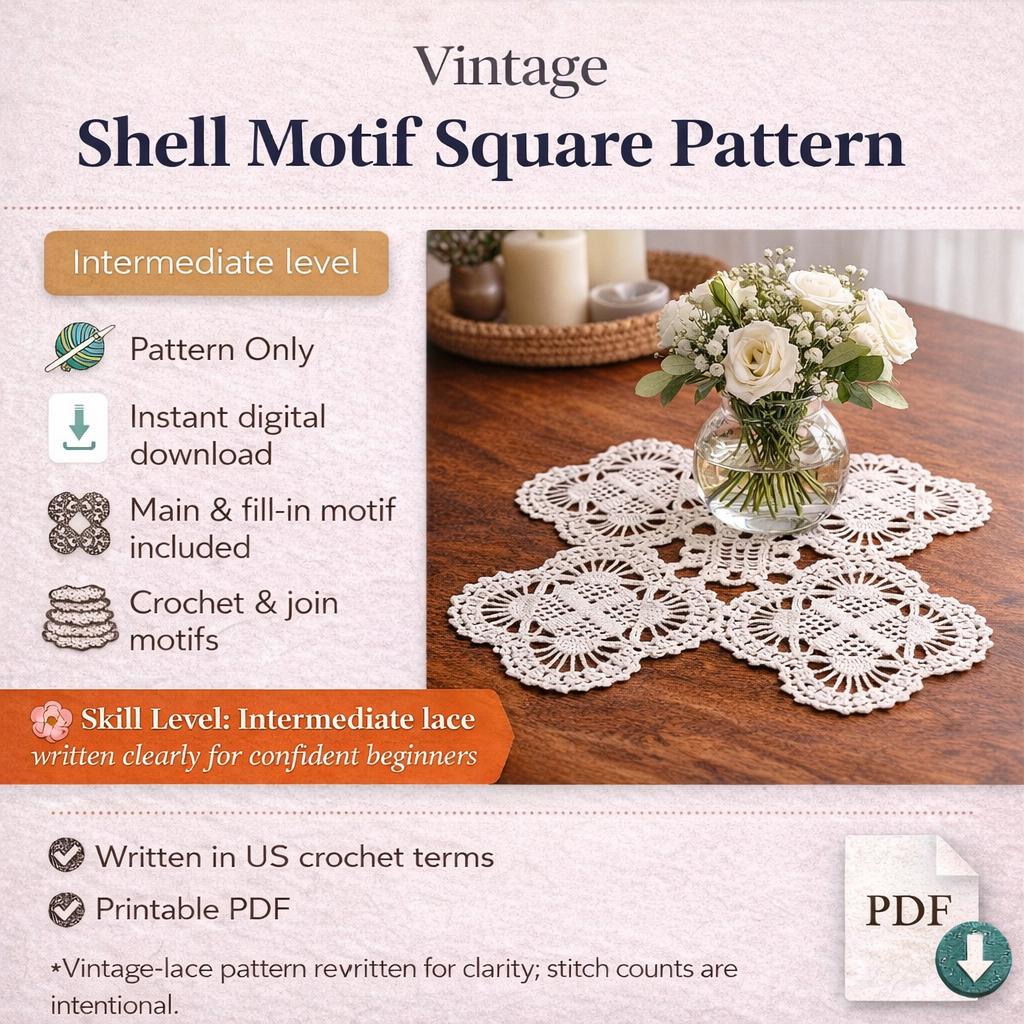 Shell Motif Lace Vintage Crochet Pattern