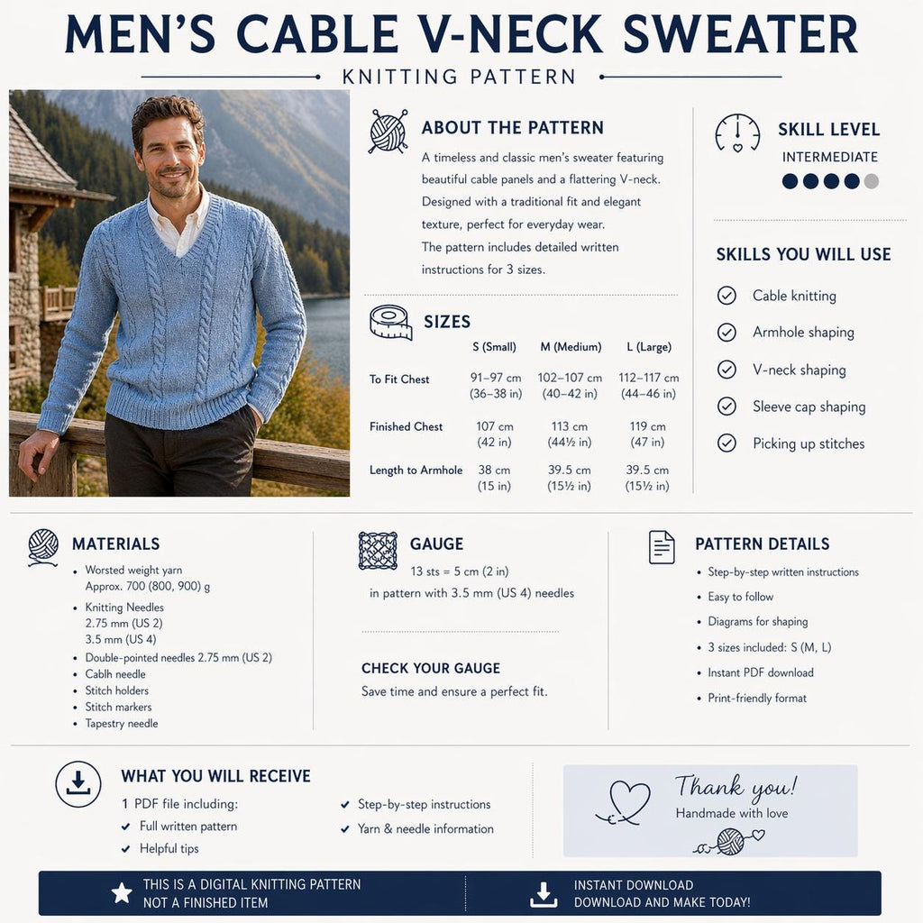 Men’s Cable Knit Sweater Pattern