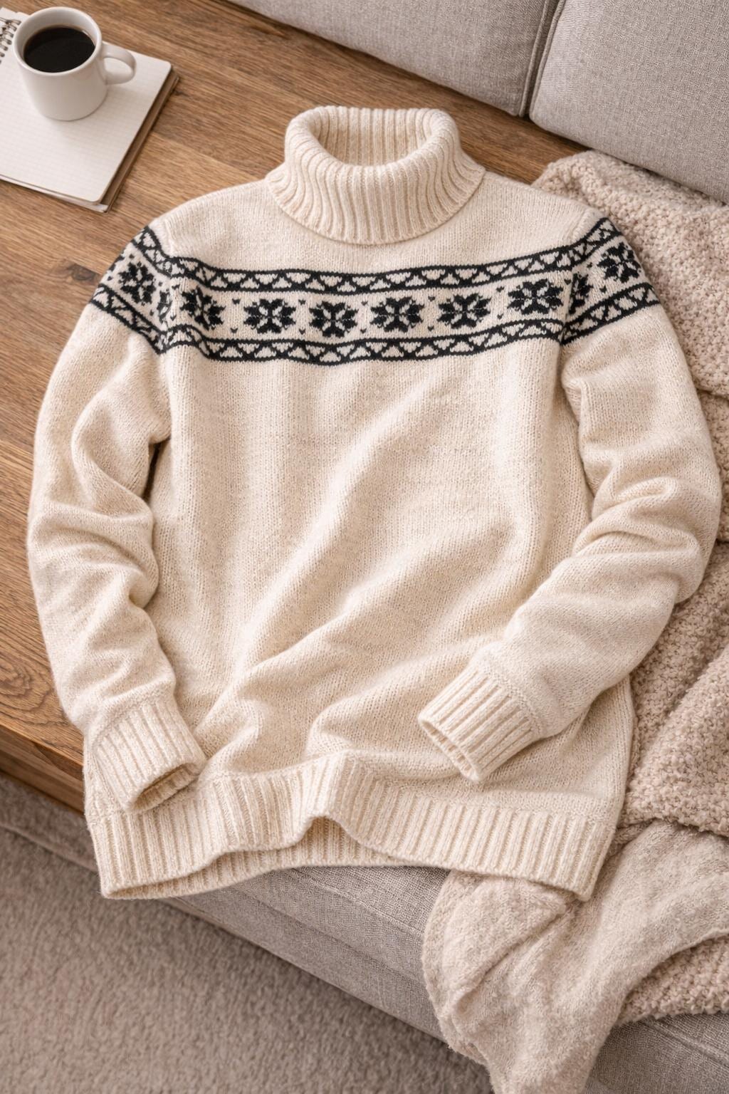 Men Fair Isle Sweater Knitting Nordic Colorwork Pullover Pattern
