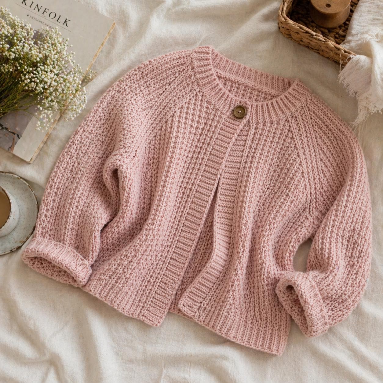 Textured Raglan Knit Cardigan Pattern