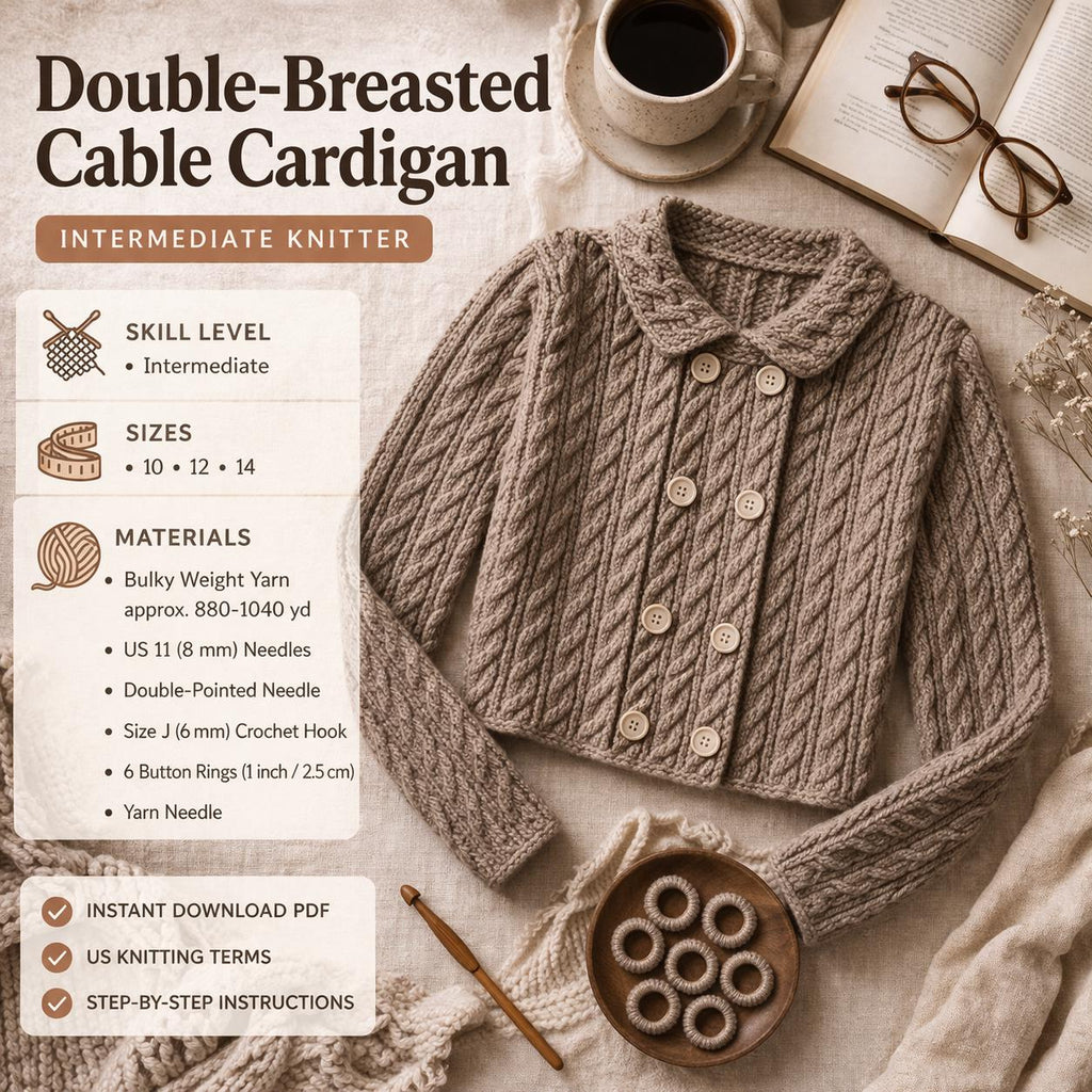 Double Breasted Cable Knit Cardigan