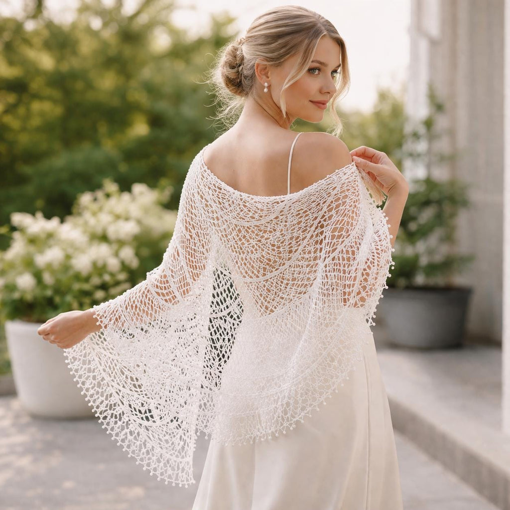 Pearl Mesh Bridal Shawl Crochet Pattern