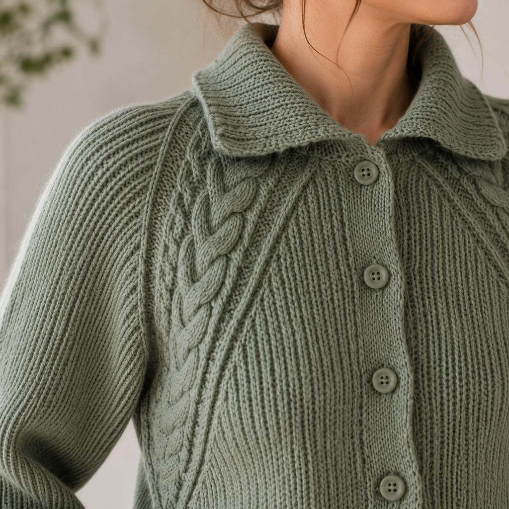 Cropped Raglan Cable Cardigan Knitting Pattern