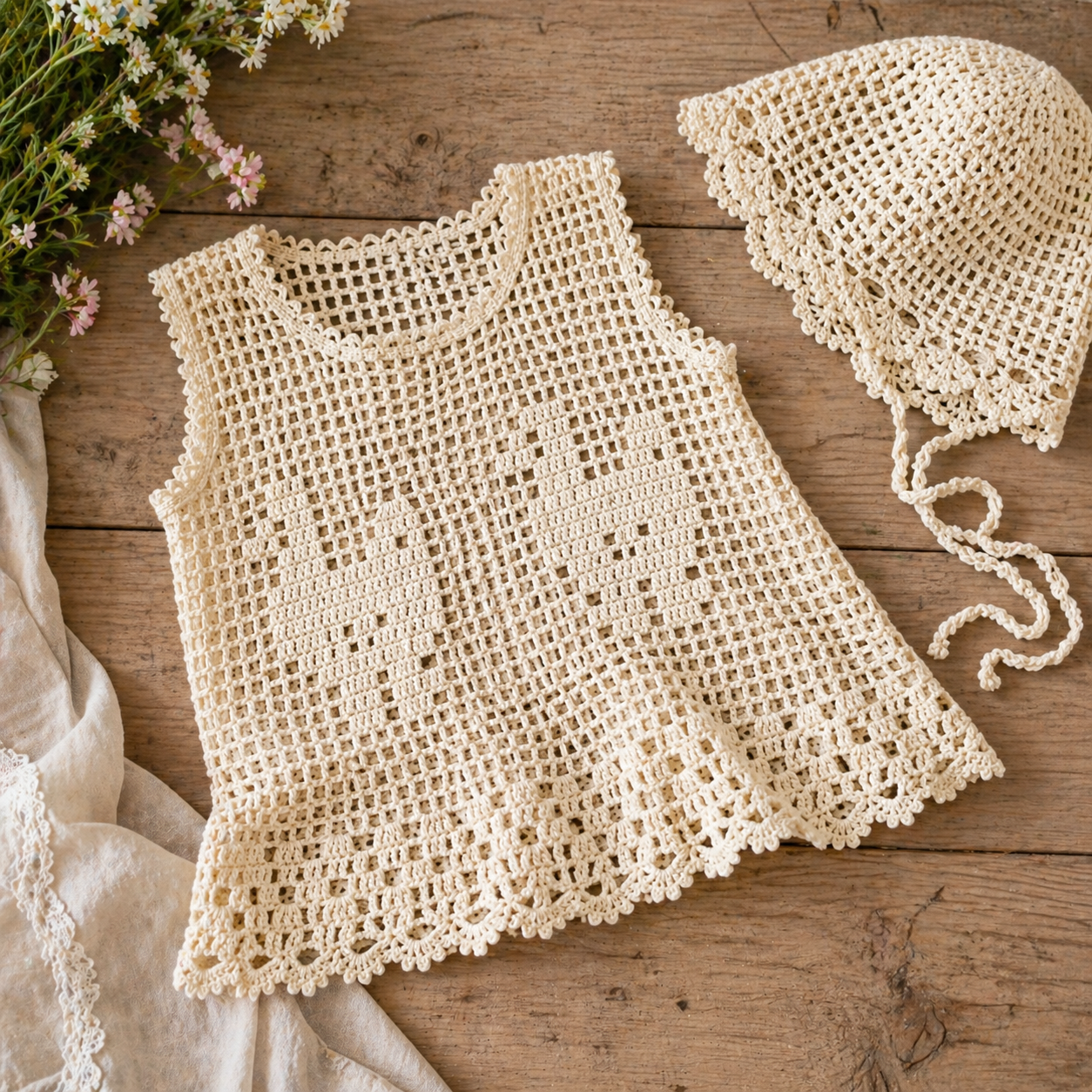 Chicken Filet Crochet Toddler Tunic Pattern + Bonnet