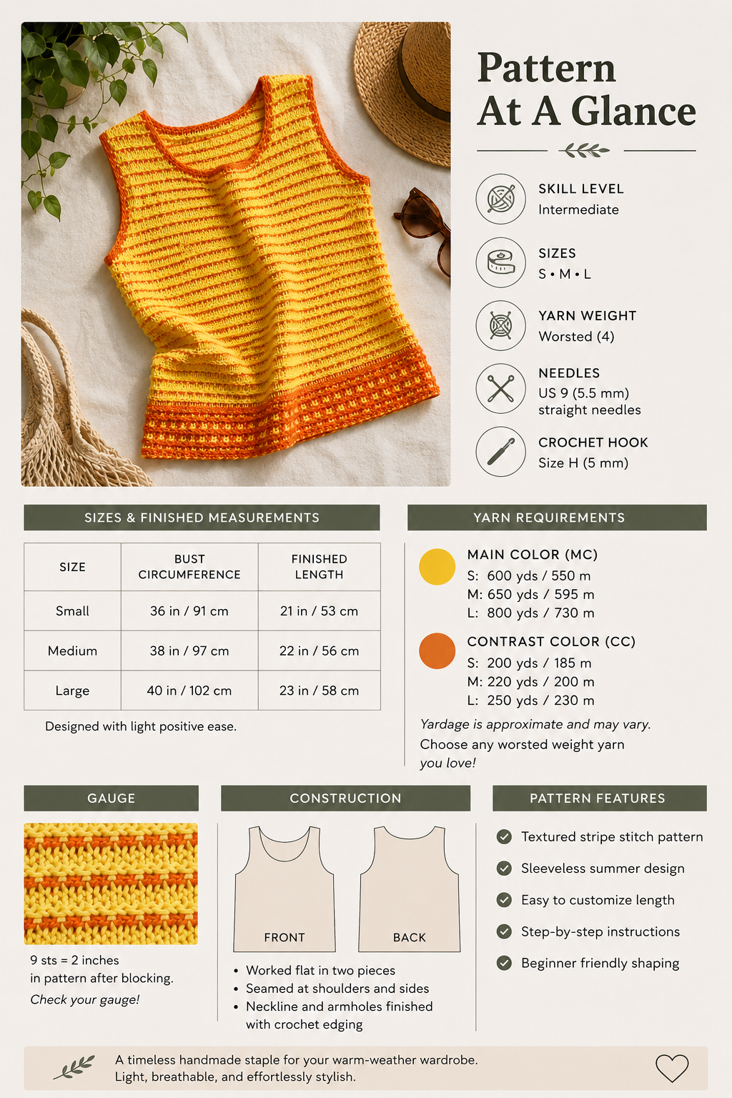 Striped Knit Tank Top Pattern