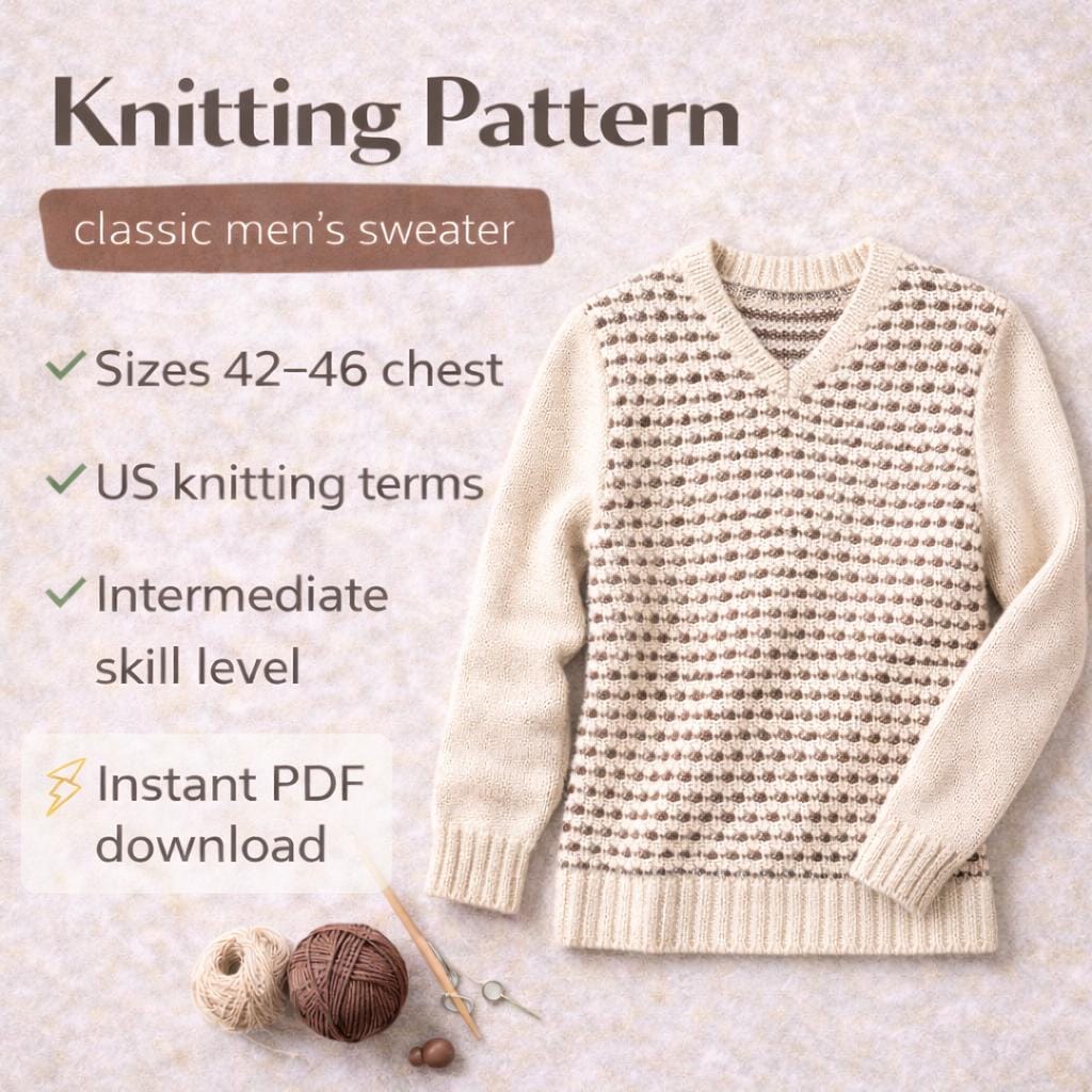 Men's V Neck Sweater Knitting Pattern