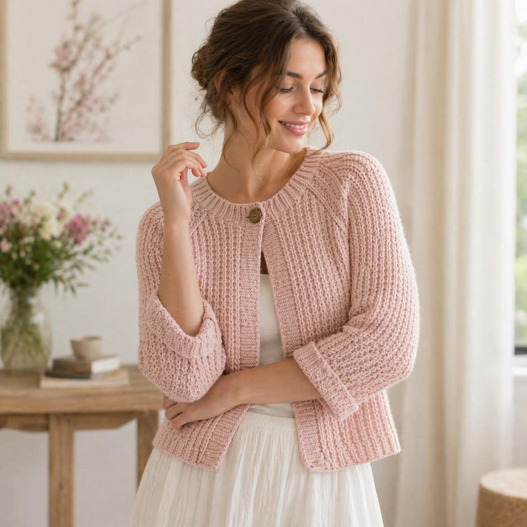 Textured Raglan Knit Cardigan Pattern