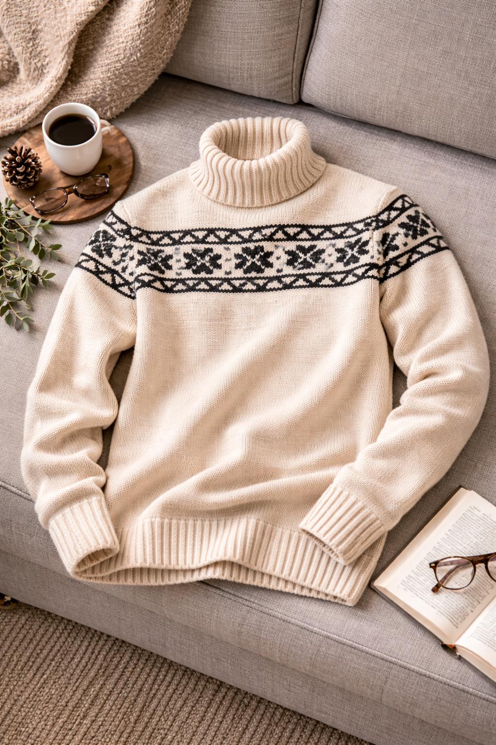 Men Fair Isle Sweater Knitting Nordic Colorwork Pullover Pattern