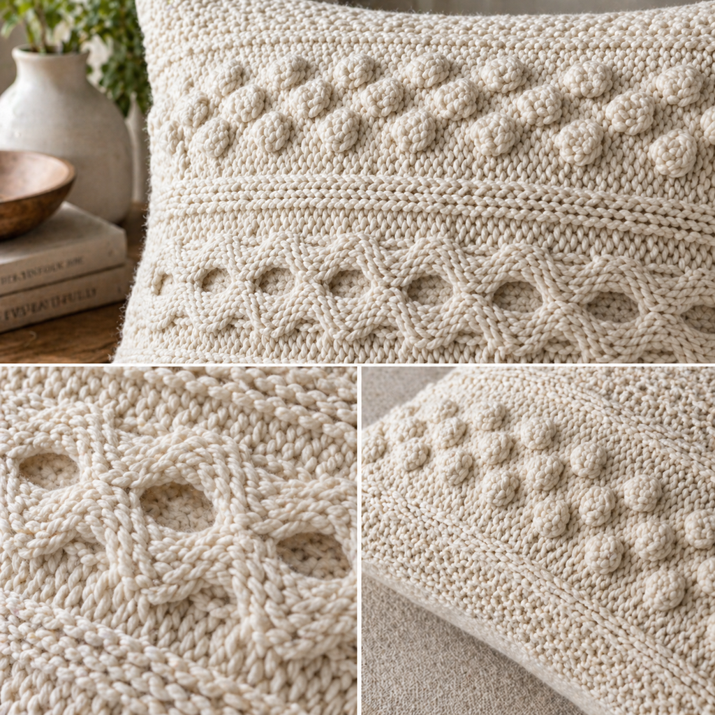 Aran Cable Pillow Knitting Cover Pattern