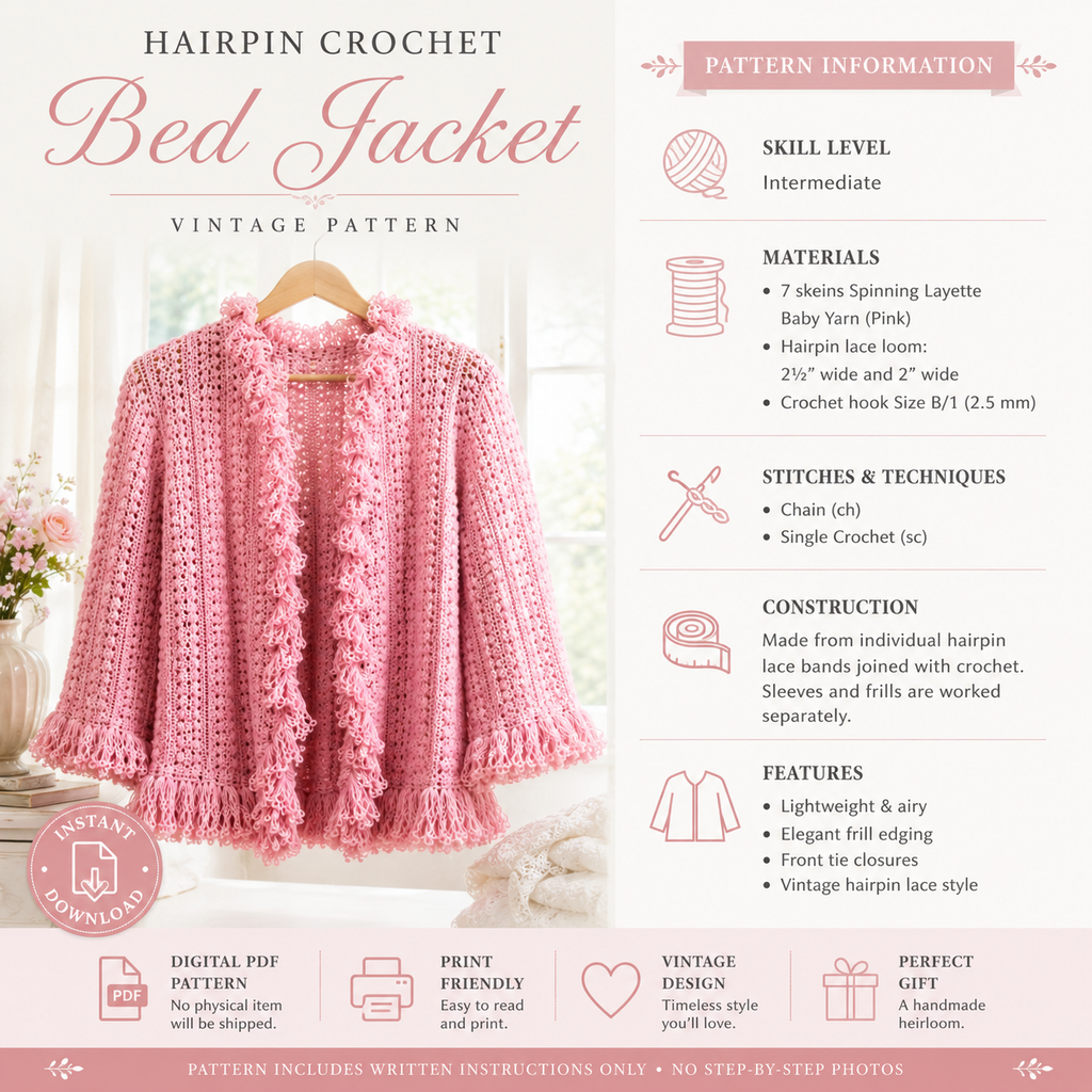 Hairpin Crochet Bed Jacket Pattern