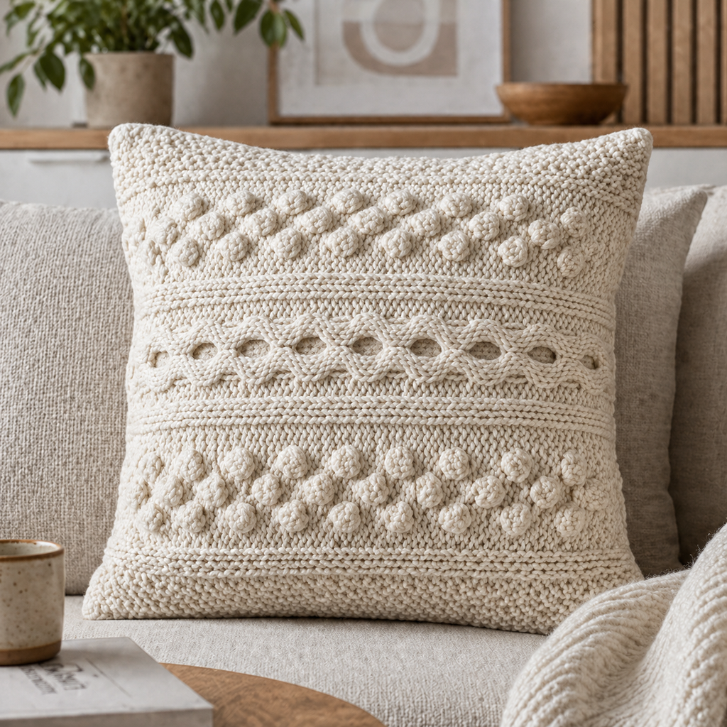 Aran Cable Pillow Knitting Cover Pattern