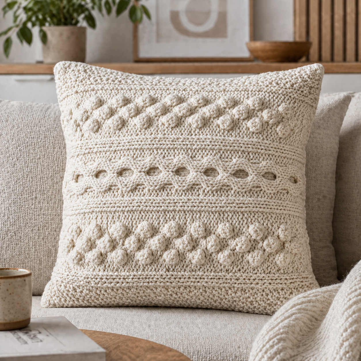 Aran Cable Pillow Knitting Cover Pattern