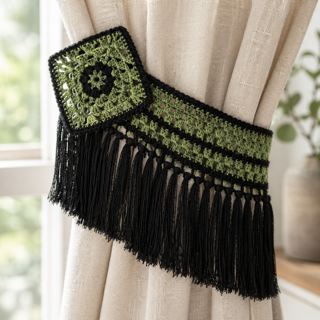 Fringed Curtain Tieback Crochet Pattern