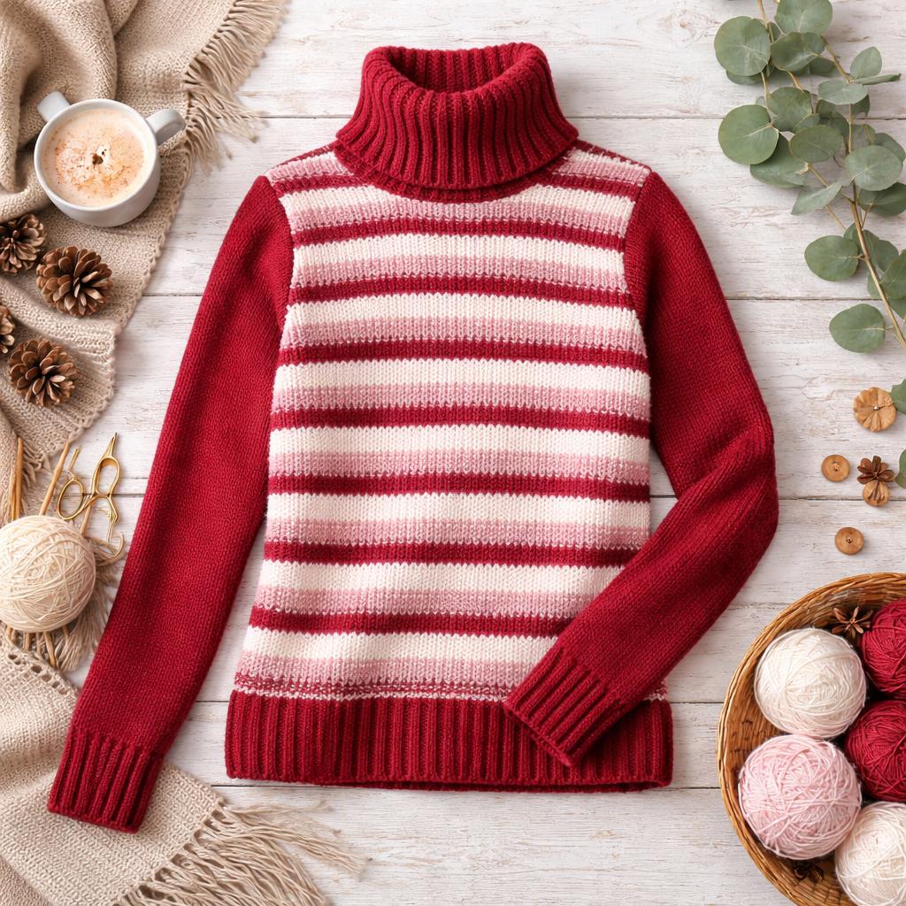 Striped Turtleneck Sweater Knitting Pattern