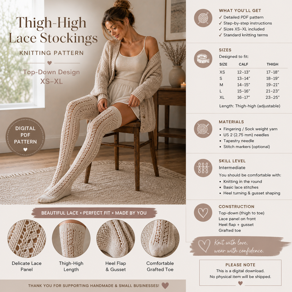 Thigh High Knit Stockings Pattern