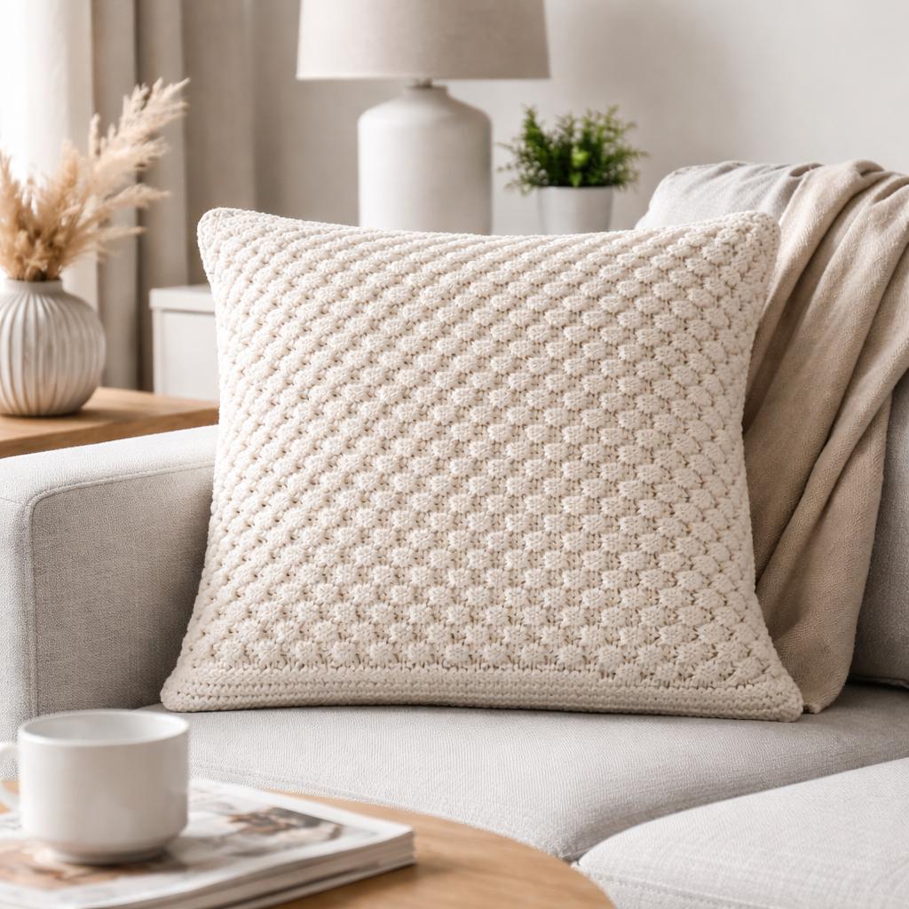 Aran Knit Pillow Cover Pattern, Textured Cushion