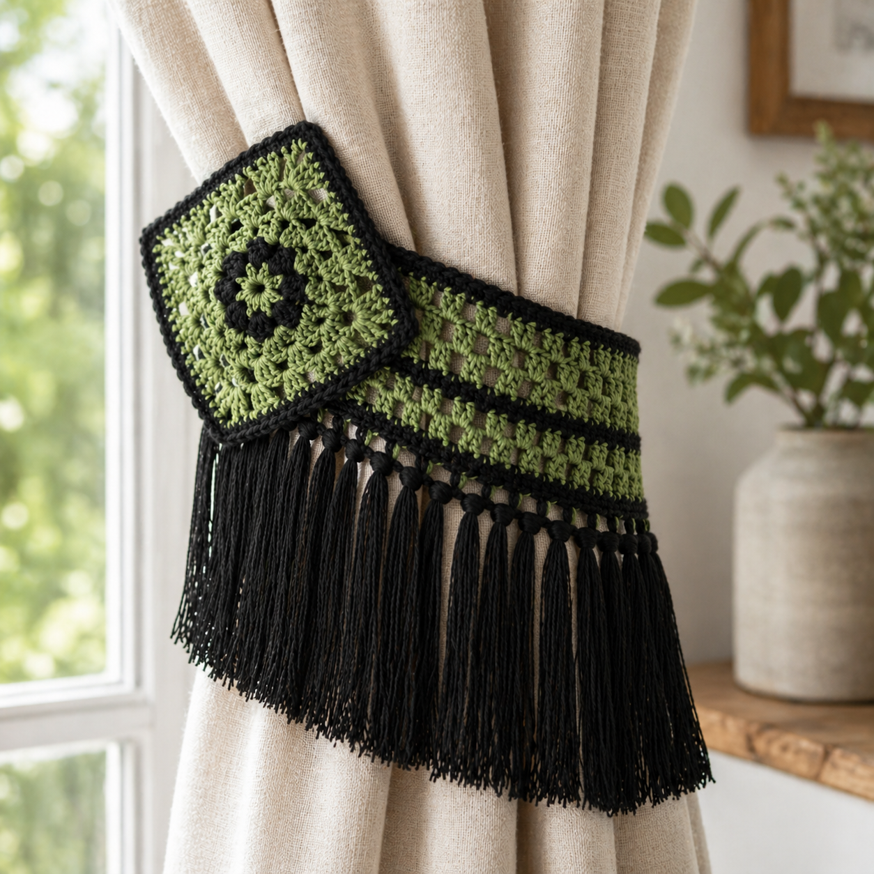 Fringed Curtain Tieback Crochet Pattern