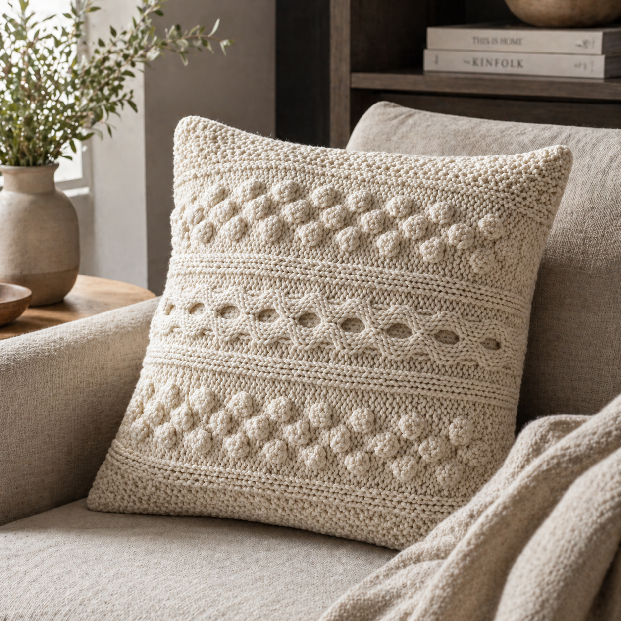 Aran Cable Pillow Knitting Cover Pattern