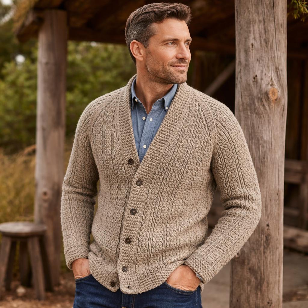 Men’s Raglan Cardigan Knitting Pattern