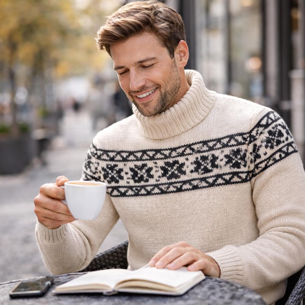 Men Fair Isle Sweater Knitting Nordic Colorwork Pullover Pattern