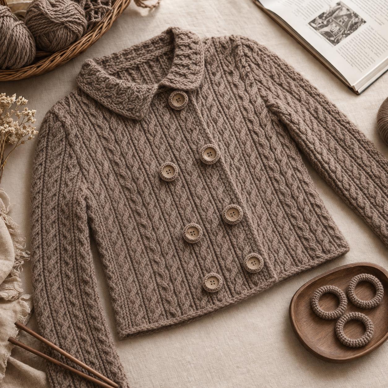 Double Breasted Cable Knit Cardigan