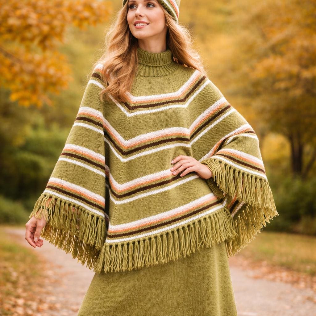 Striped Poncho Knitting Pattern