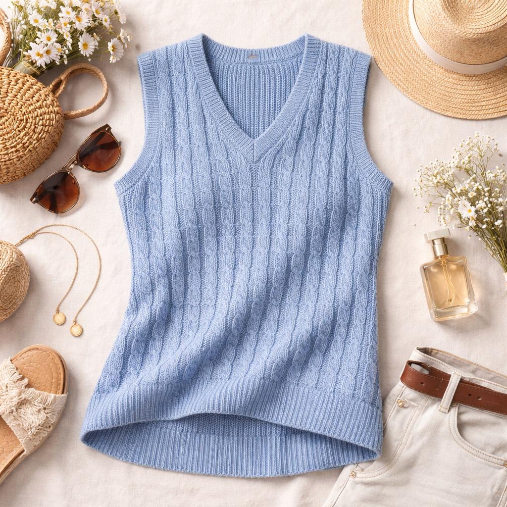 Textured Cable Knit Vest Pattern