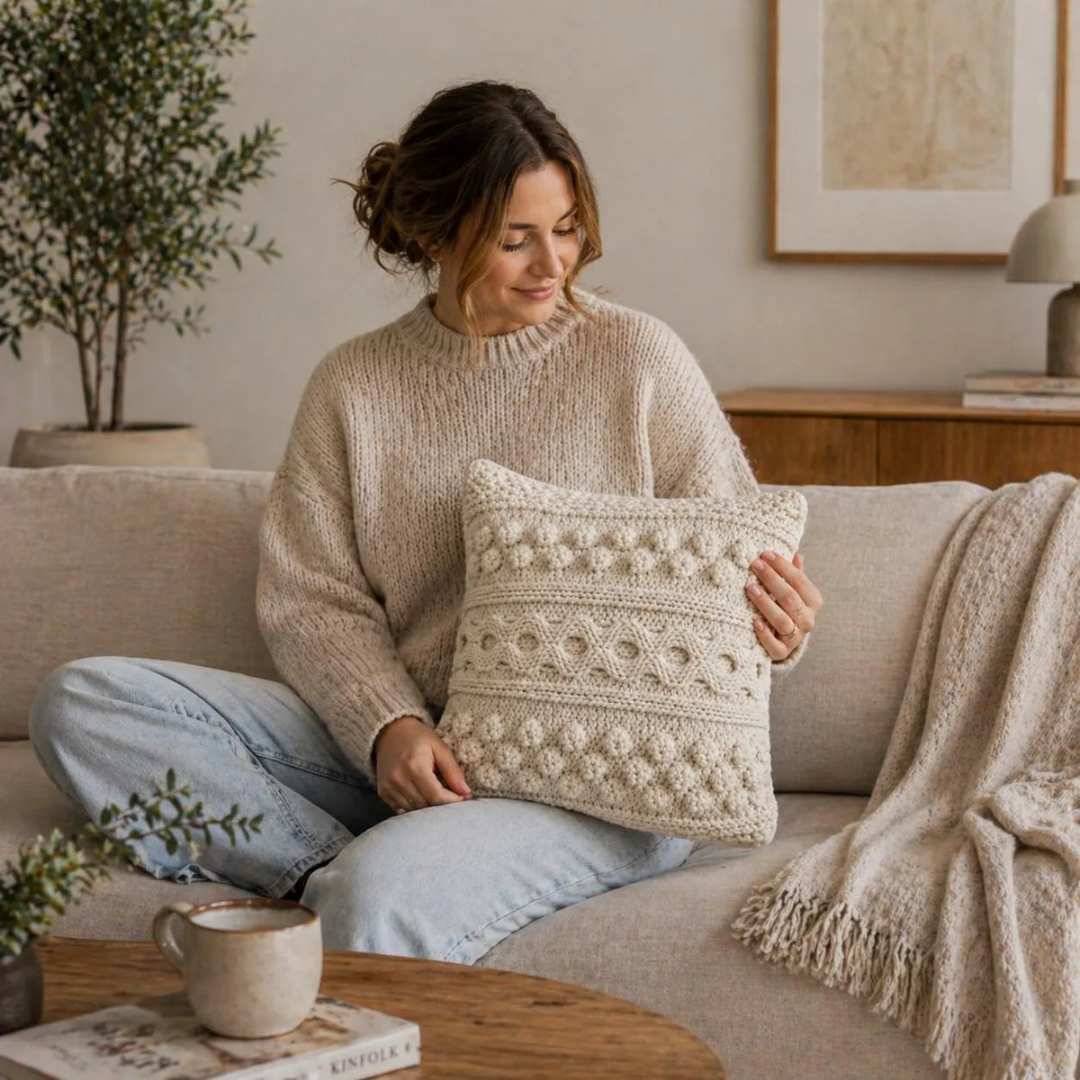 Aran Cable Pillow Knitting Cover Pattern
