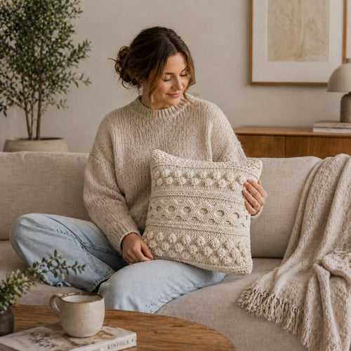 Aran Cable Pillow Knitting Cover Pattern