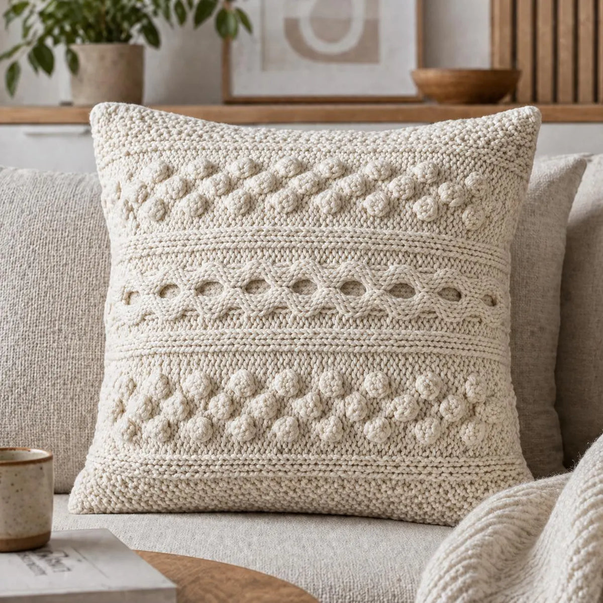 Aran Cable Pillow Knitting Cover Pattern