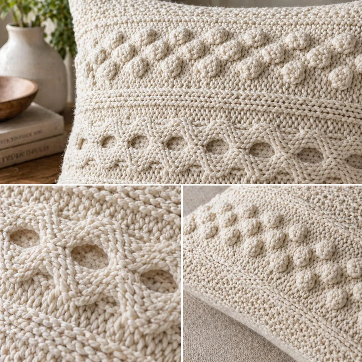 Aran Cable Pillow Knitting Cover Pattern