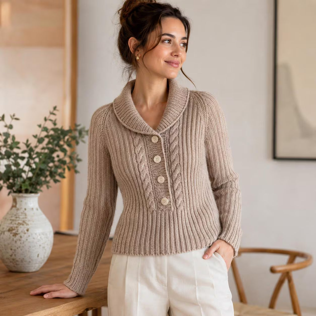 Ribbed Raglan Sweater Knitting Pattern