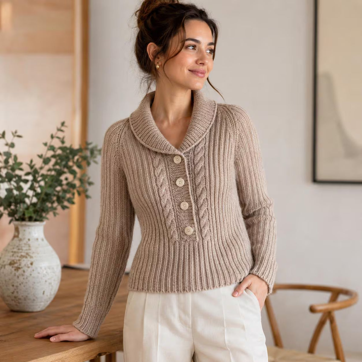 Ribbed Raglan Sweater Knitting Pattern