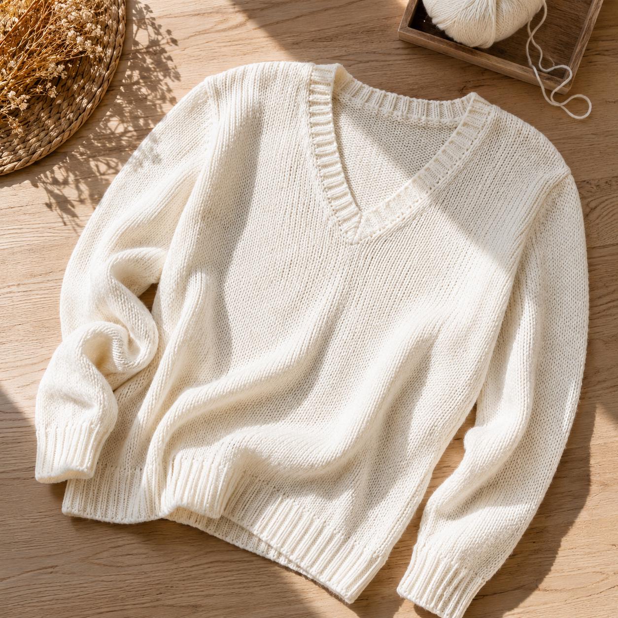 Classic V-Neck Sweater Knitting Pattern