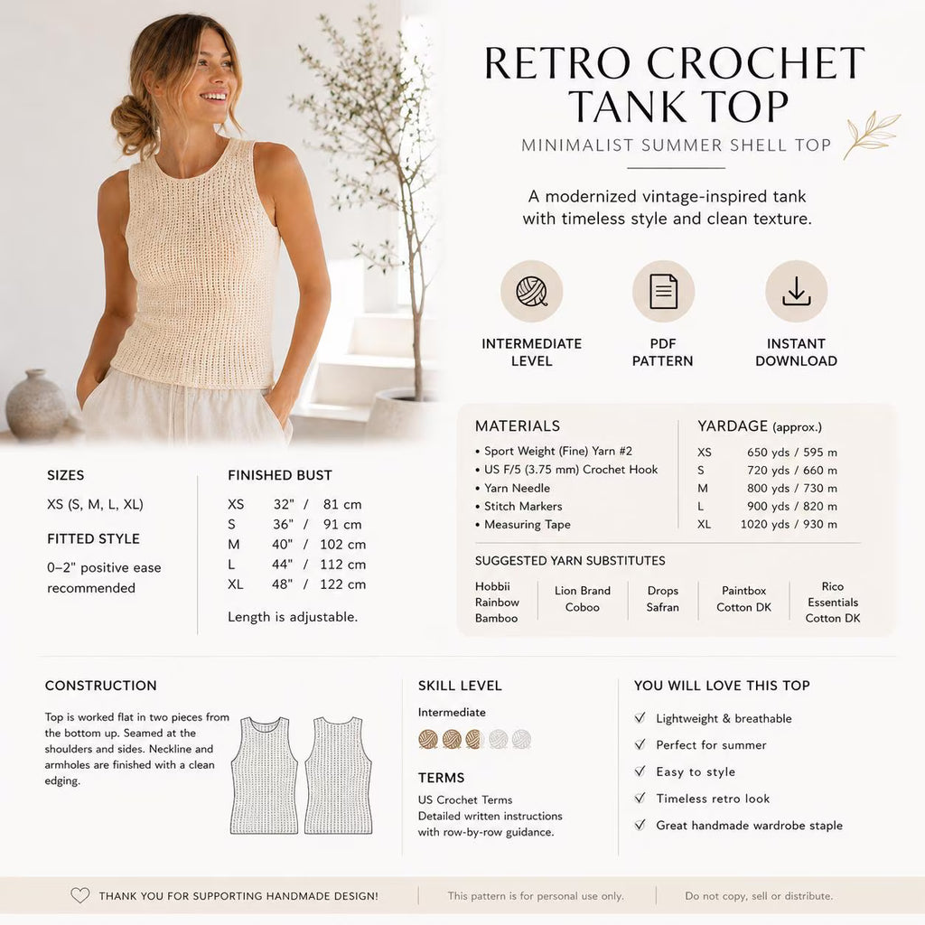 Retro Crochet Tank Top Pattern
