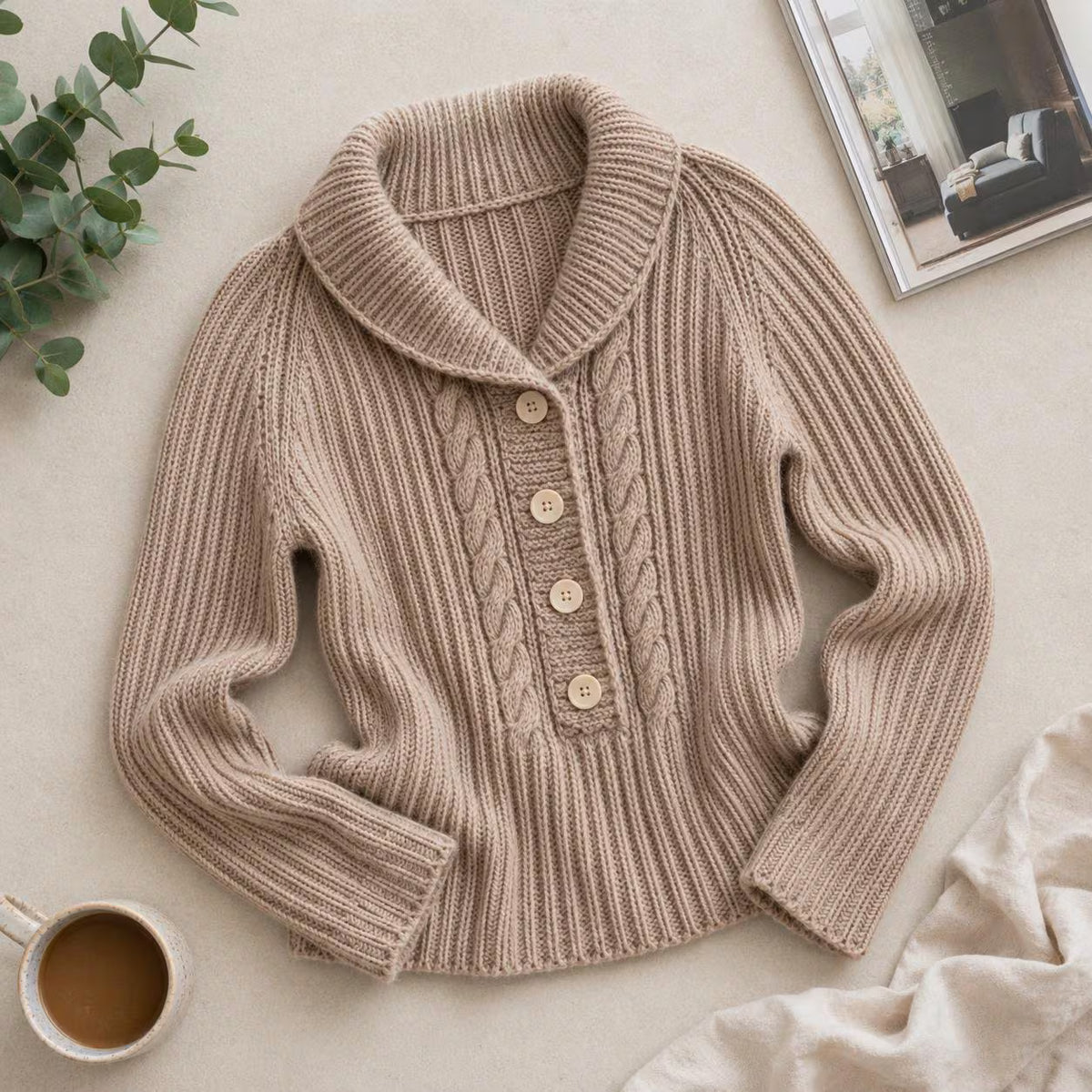 Ribbed Raglan Sweater Knitting Pattern