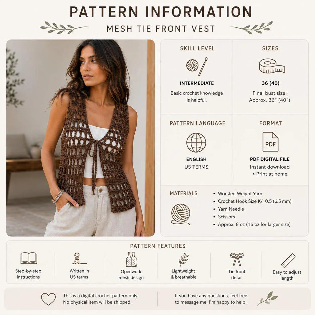 Mesh Crochet Vest Pattern