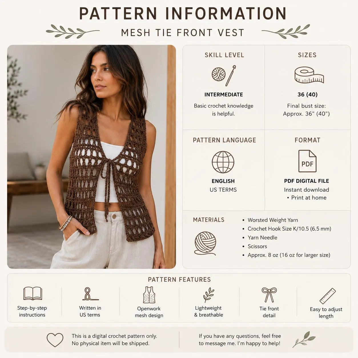 Mesh Crochet Vest Pattern