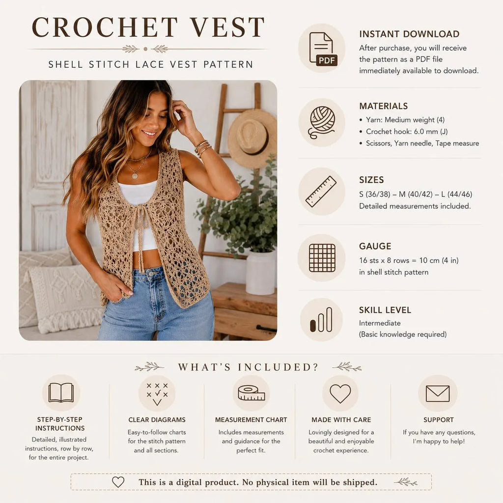 Crochet Shell Vest Pattern