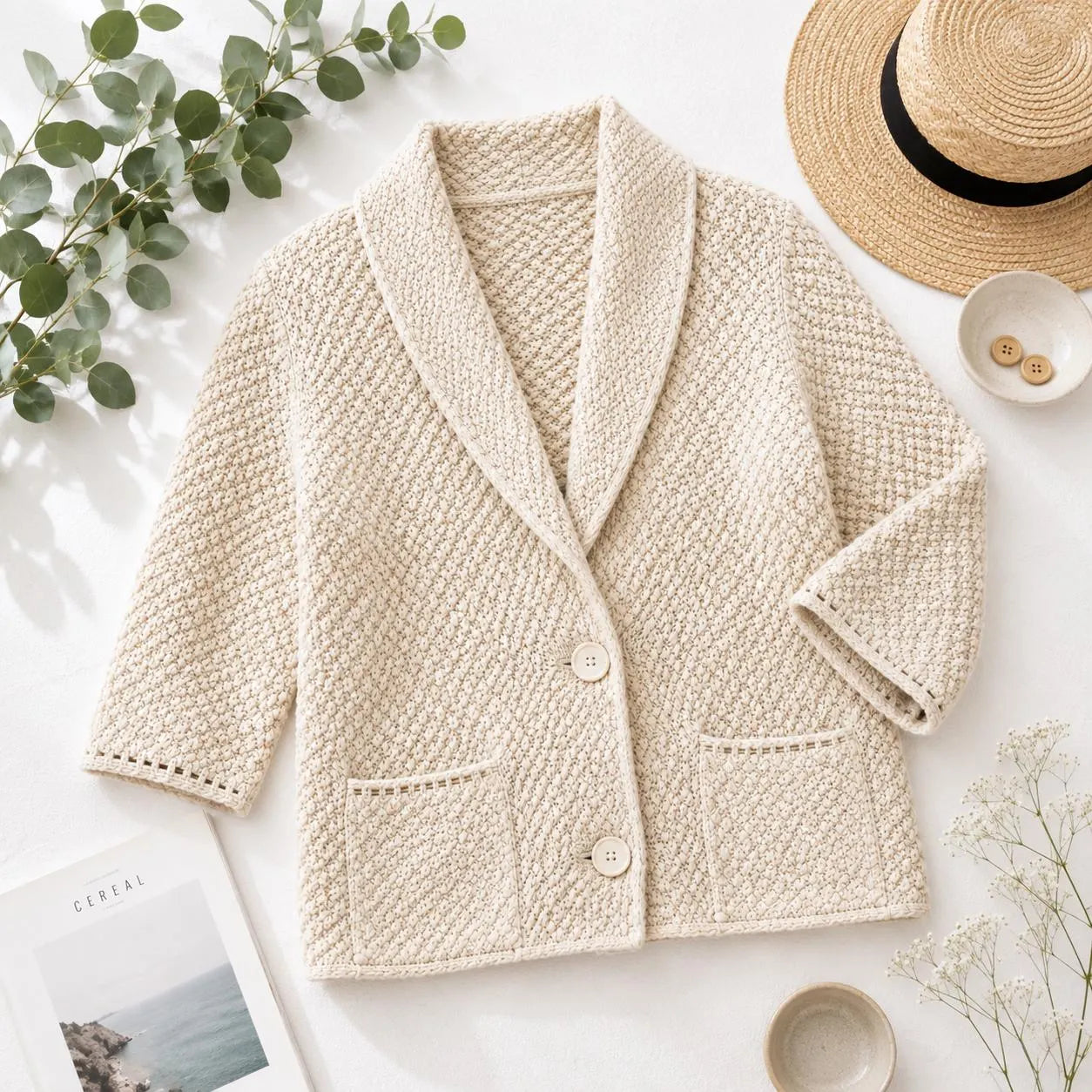 Textured Shawl Collar Cardigan Knitting Pattern