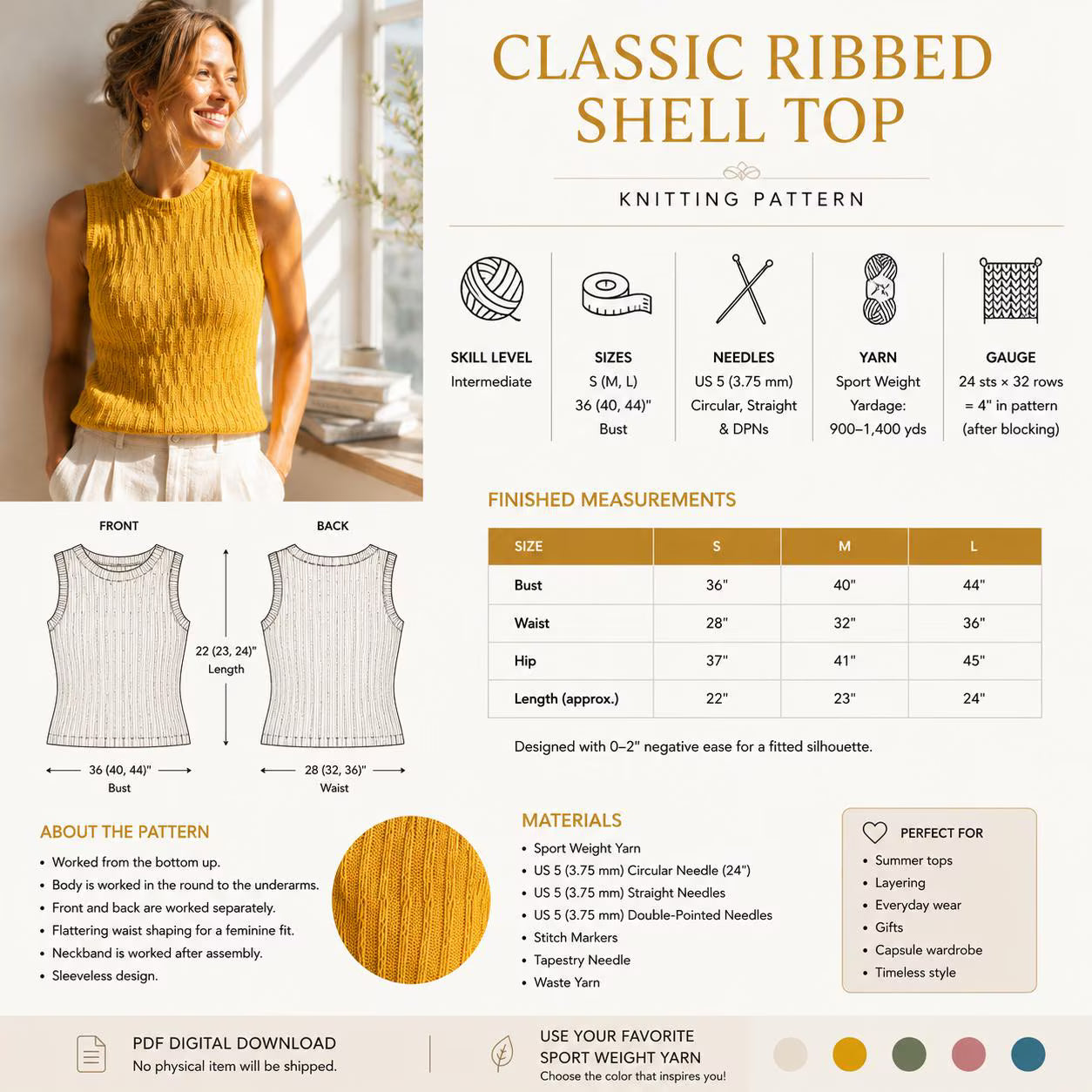 Textured Shell Top Knitting Pattern