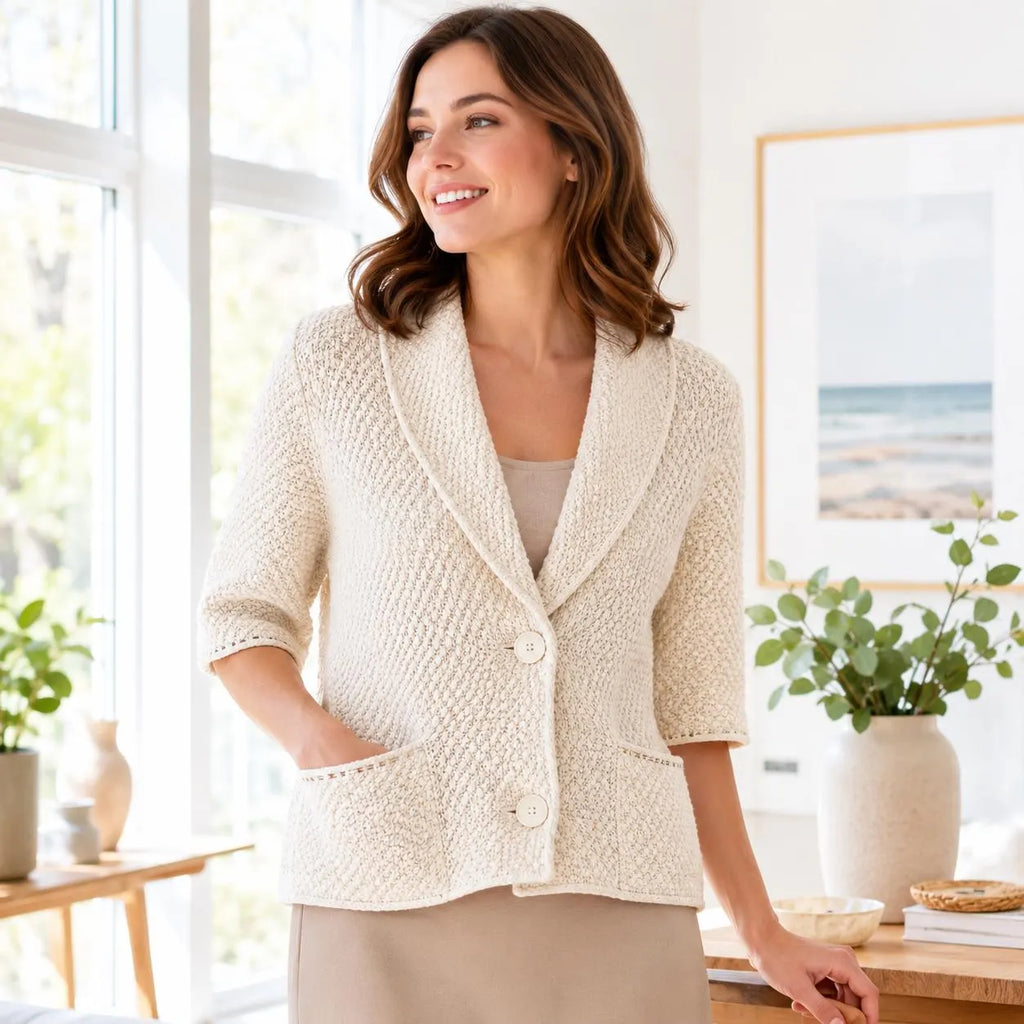 Textured Shawl Collar Cardigan Knitting Pattern